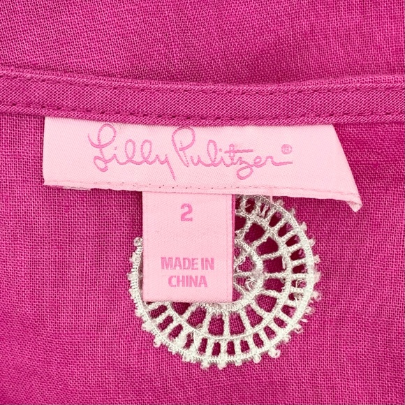 Lilly Pulitzer Linen Blend Pink Embroidered Tunic Top - Picture 8 of 10